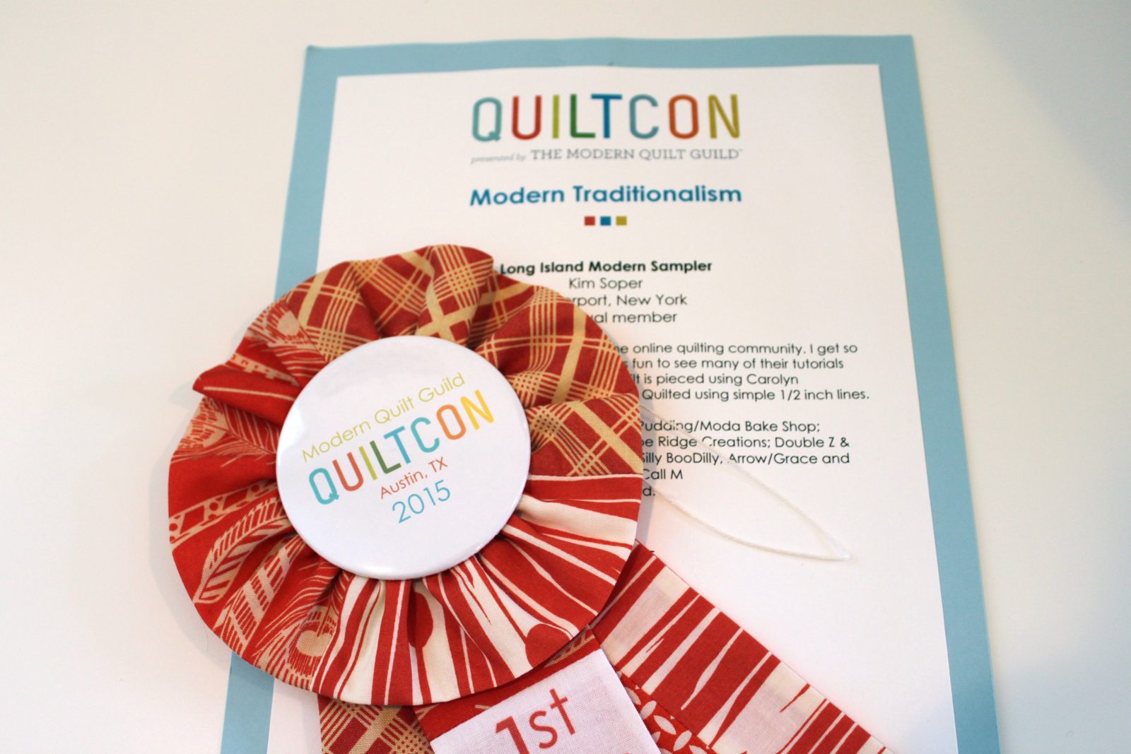 QuiltCon Ribbon Kim Soper/Leland Ave Studios
