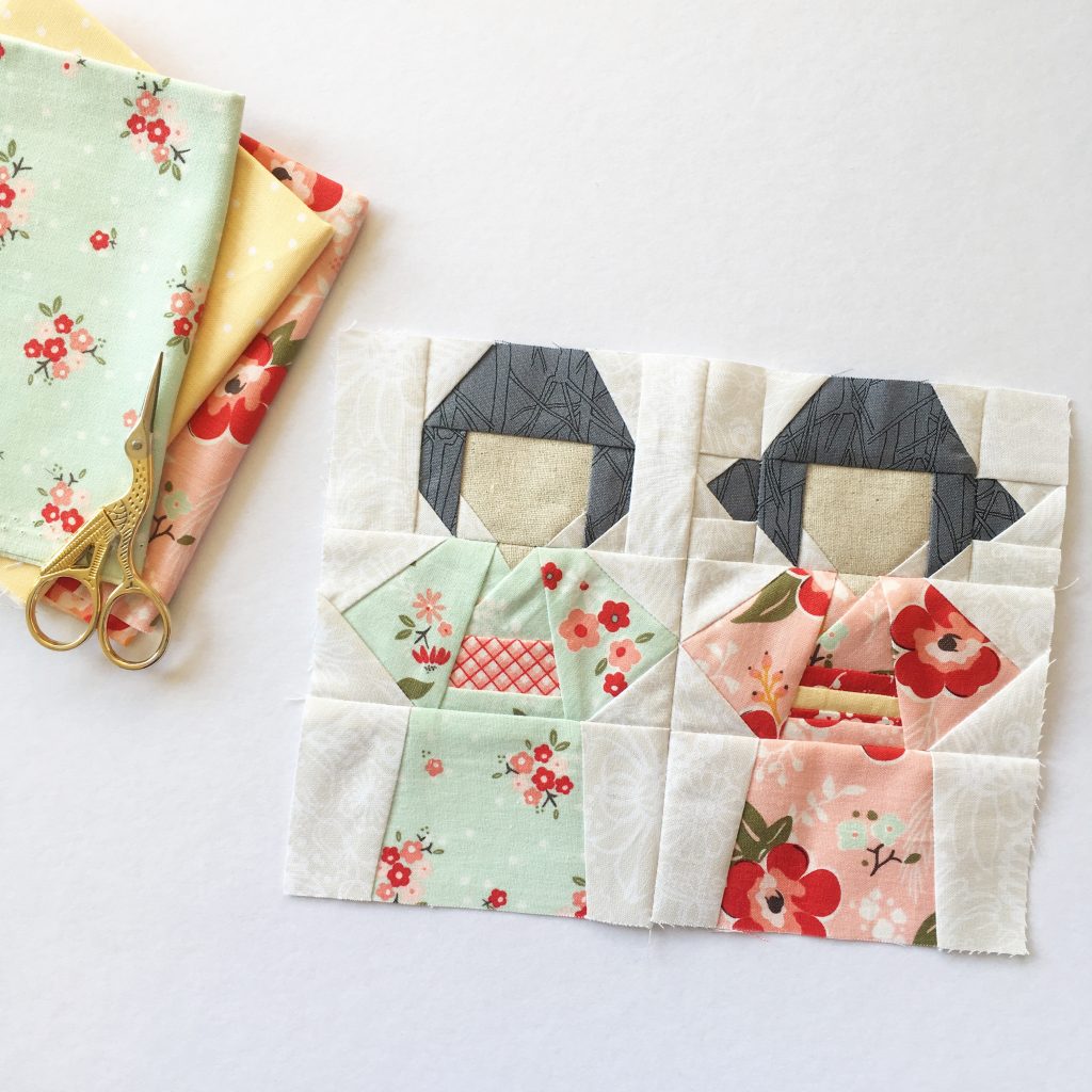 Kokeshi quilt block pattern by BlossomHeartQuilts.com